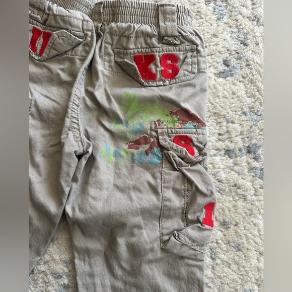 IKKS Khaki Cargo Pants Boys Embroidered Utility Pockets Size 18M - Picture 5 of 7